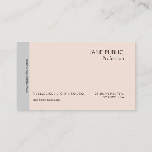 Elegante Schlicht Moderne Beruflich Grau und Beige Visitenkarte (Rückseite)