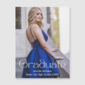 elegante, schlichte Abschluss-Magnetkarte mit Foto Magnetkarte (Vorderseite)