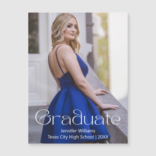 elegante, schlichte Abschluss-Magnetkarte mit Foto Magnetkarte (Vorderseite)