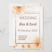 Elegante, schlichte, beige-braune Blumenhochzeit Einladung (Vorderseite)