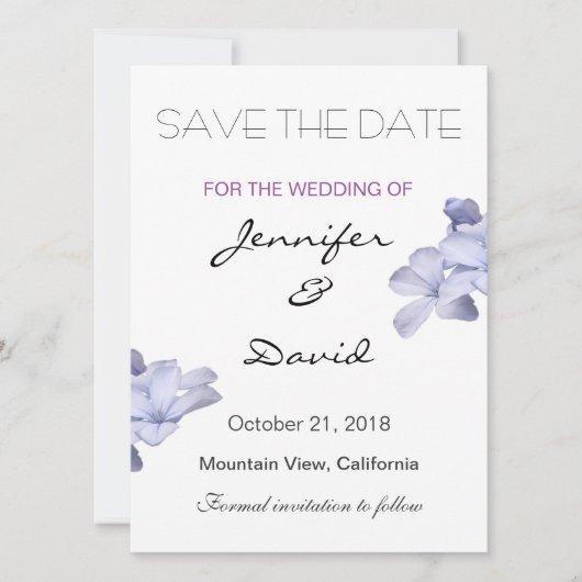 Elegante Schlichte Hochzeitsblumen Moderne Save th Save The Date (Vorderseite)