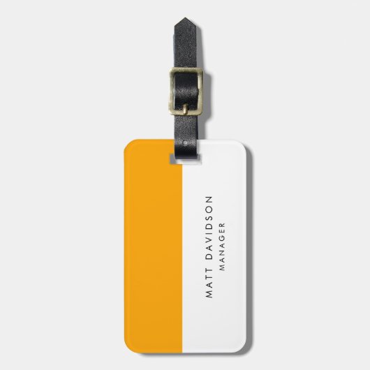 Elegante, Schlichte, orange weiße Streifen Berufli Gepäckanhänger (Vorderseite vertikal)