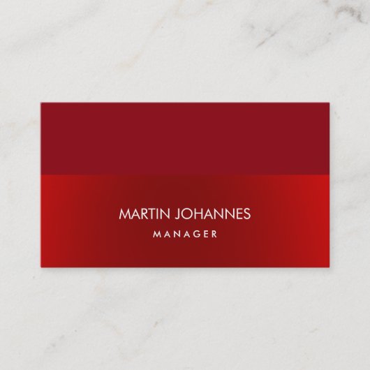 Elegante Schlichte Rot-Farbe Beruflich Visitenkarte (Vorderseite)