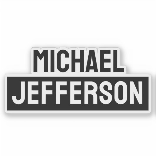 Elegante Schlichte Schwarz-weiße Personalisierte A Aufkleber (Vorderseite)