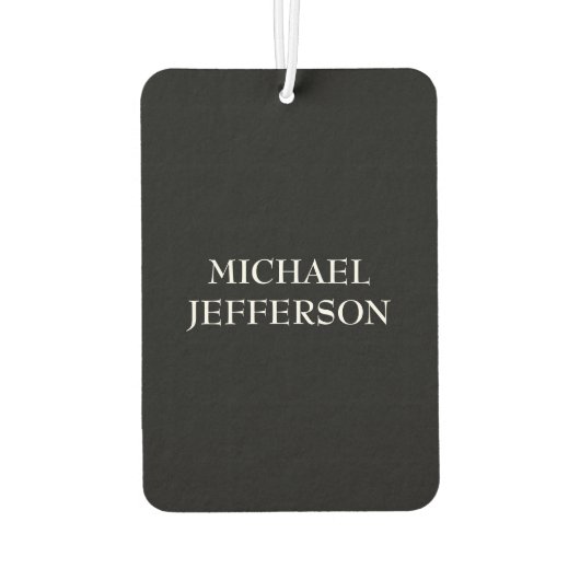 Elegante Schlichte Schwarz-weiße Personalisierte A Autolufterfrischer (Rückseite)