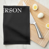 Elegante Schlichte Schwarz-weiße Personalisierte A Geschirrtuch (Viertel Falte)