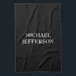 Elegante Schlichte Schwarz-weiße Personalisierte A Geschirrtuch<br><div class="desc">Sie sagen,  ein schwarzer Hintergrund wäre nicht gut? Denk noch mal nach! Schwarz ist immer die Farbe von Geschmack und Adel. Es ist eine der auffälligsten und auffälligsten Farben der Geschichte. Warum nicht Ihre eigene Persönlichkeit und Ihren Geschmack mit dieser einzigartig gestalteten Vorlage widerspiegeln?</div>