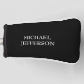 Elegante Schlichte Schwarz-weiße Personalisierte A Golf Headcover (Vorderseite)