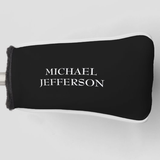 Elegante Schlichte Schwarz-weiße Personalisierte A Golf Headcover (Vorderseite)