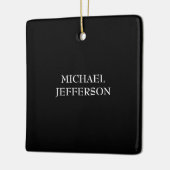 Elegante Schlichte Schwarz-weiße Personalisierte A Keramikornament (Links)