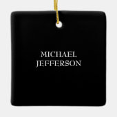 Elegante Schlichte Schwarz-weiße Personalisierte A Keramikornament (Vorderseite)