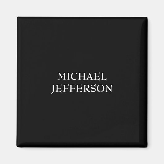 Elegante Schlichte Schwarz-weiße Personalisierte A Magnet (Vorne)