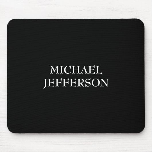 Elegante Schlichte Schwarz-weiße Personalisierte A Mousepad (Vorne)