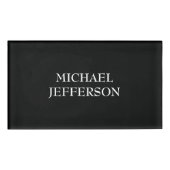Elegante Schlichte Schwarz-weiße Personalisierte A Namenschild (Vorderseite)