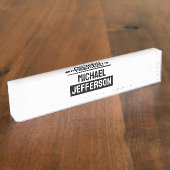 Elegante Schlichte Schwarz-weiße Personalisierte A Namensplakette (Seite)