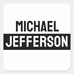 Elegante Schlichte Schwarz-weiße Personalisierte A Quadratischer Aufkleber