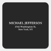 Elegante Schlichte Schwarz-weiße Personalisierte A Quadratischer Aufkleber (Vorderseite)