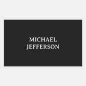 Elegante Schlichte Schwarz-weiße Personalisierte A Rechteckiger Aufkleber (Vorderseite)