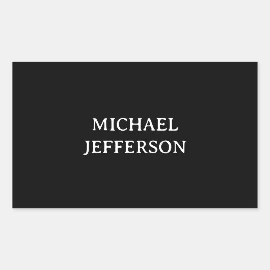 Elegante Schlichte Schwarz-weiße Personalisierte A Rechteckiger Aufkleber (Vorderseite)
