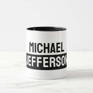 Elegante Schlichte Schwarz-weiße Personalisierte A Tasse