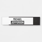 Elegante Schlichte Schwarz-weiße Personalisierte A Türschild (Vorderseite )