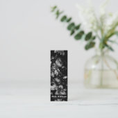 Elegante schlichte schwarze Blume Vintag Blumenstr Mini Visitenkarte (Stehend Vorderseite)