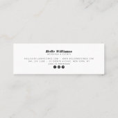 Elegante schlichte schwarze Blume Vintag Blumenstr Mini Visitenkarte (Rückseite)