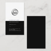 elegante schlichte Schwarzweiß-Visitenkarte Visitenkarte (Vorne/Hinten)