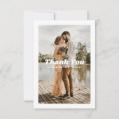 Elegante, schlichte Typografie Foto Hochzeit Dankeskarte (Vorderseite)