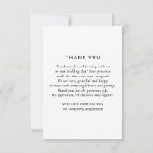 Elegante, schlichte Typografie Foto Hochzeit Dankeskarte (Rückseite)