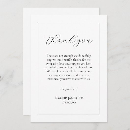 Elegante Schlichte Unterkunft Dankeschön Karte (Vorne/Hinten)