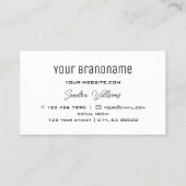 Elegante Schlichte Weiß-Moderne mit Monogram Simpl Visitenkarte (Rückseite)