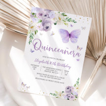 Elegante Schmetterling Quinceañera-Einladung