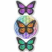 Elegante Schmetterlinge farbenfrohe Blume des Lebe Aufkleber (Vorderseite)