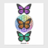 Elegante Schmetterlinge farbenfrohe Blume des Lebe Aufkleber (Blatt)