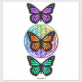 Elegante Schmetterlinge farbenfrohe Blume des Lebe Aufkleber (Blatt)