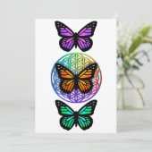 Elegante Schmetterlinge farbenfrohe Blume des Lebe Einladung (Stehend Vorderseite)