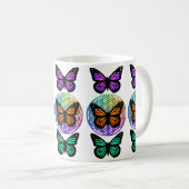 Elegante Schmetterlinge farbenfrohe Blume des Lebe Kaffeetasse (VorderseiteRechts)