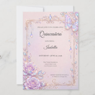 Elegante Schmetterlinge Quinceañera Einladung