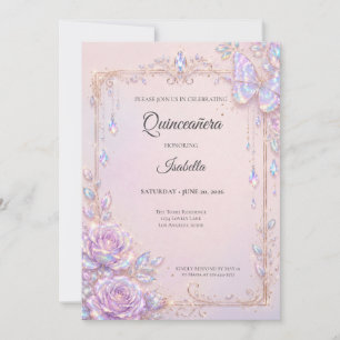 Elegante Schmetterlinge Quinceañera Einladung