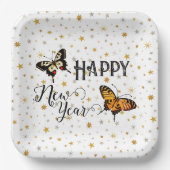 Elegante Schmetterlinge & Sterne Weißes Glück Neue Pappteller (Vorderseite)