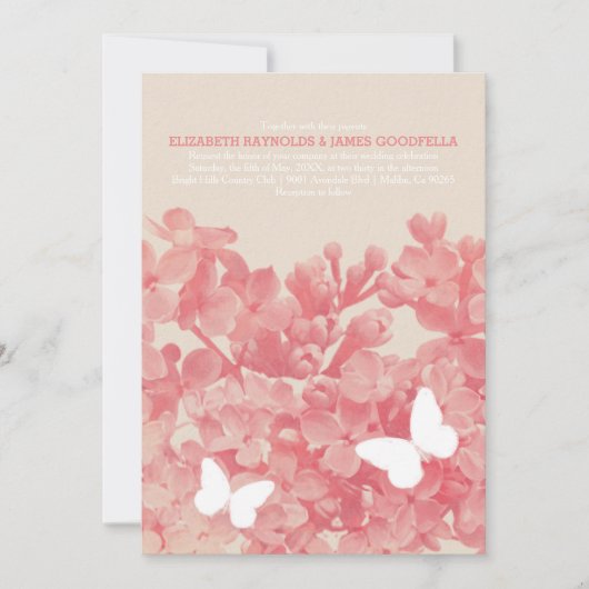 Elegante Schmetterlinge zum Hochzeitsfeiern Einladung (Vorderseite)