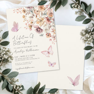 Elegante Schmetterlings-Wildblumen-Brautjungfernpa Einladung