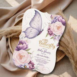 Elegante Schmetterlingsblüten-Baby-Party Einladung
