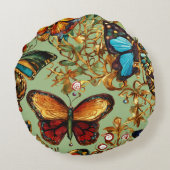 Elegante Schmetterlingskissen: Die Schönheit der N Rundes Kissen (Rückseite)