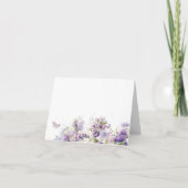 Elegante Schmetterlingsküsse violette Blumen Water Dankeskarte (Rückseite)