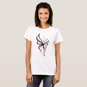 Elegante Schmetterlingslinienkunst T-Shirt