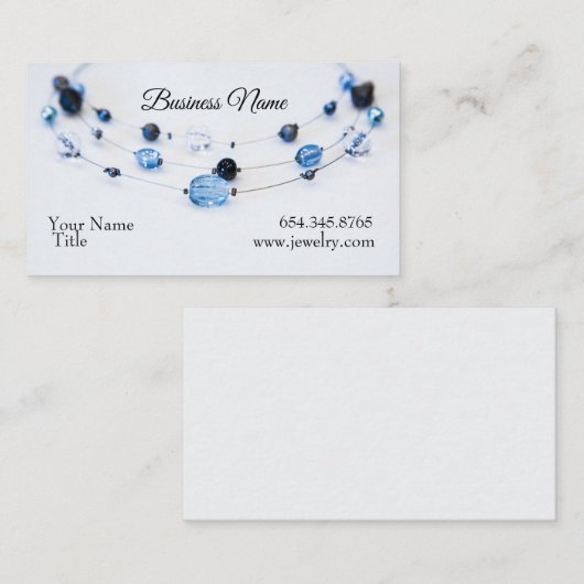 Elegante Schmuck-Designer-Blau-Perlen Visitenkarte (Vorne/Hinten)