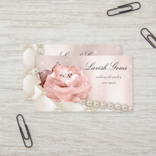 Elegante Schmuck-Hochzeits-Planer-Rose hat Perlen Visitenkarte