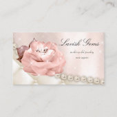 Elegante Schmuck-Hochzeits-Planer-Rose hat Perlen Visitenkarte (Vorderseite)